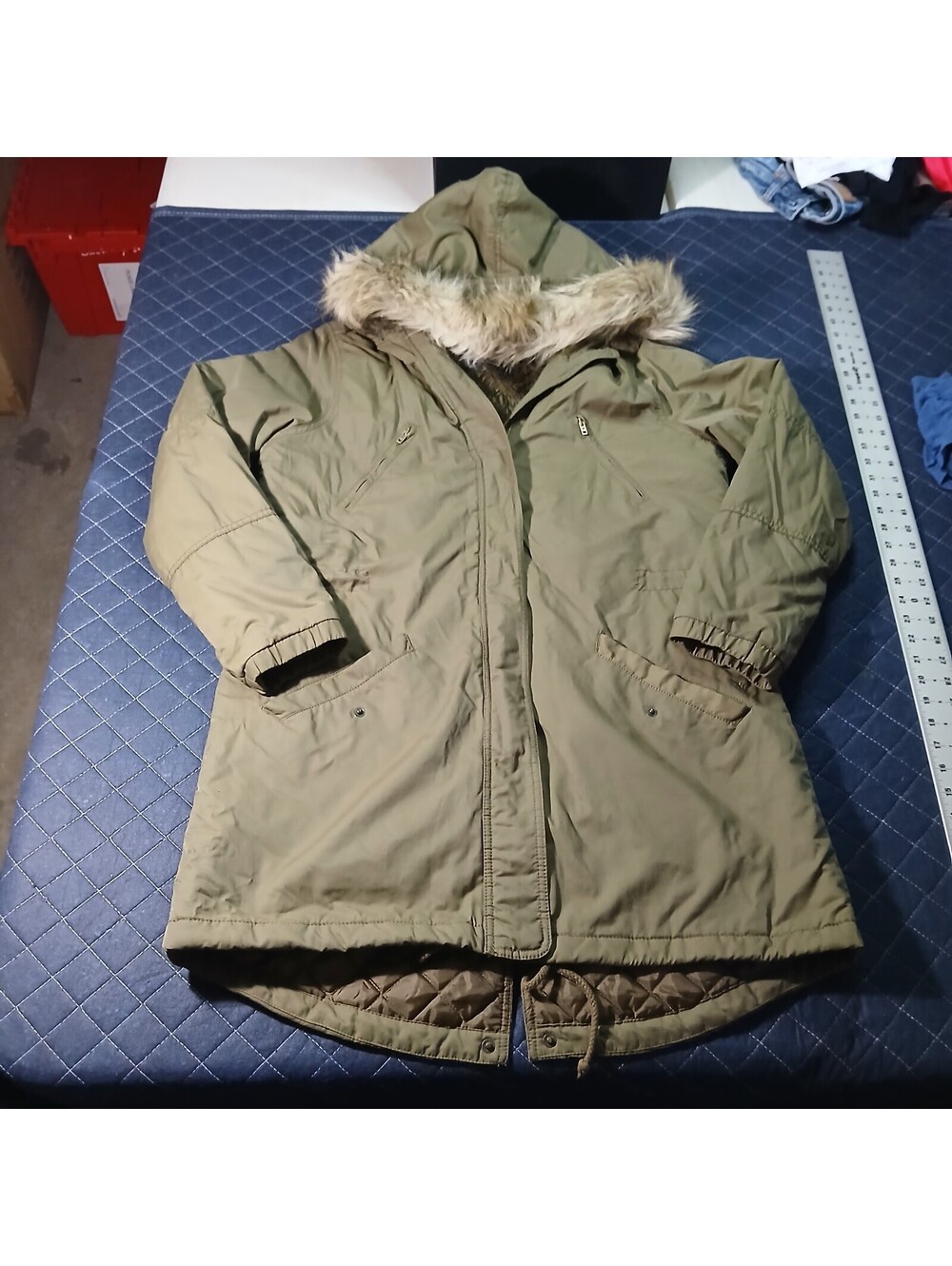 American Eagle Outfitters Olive Faux Fur Hood Parka